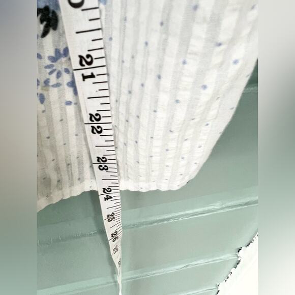 LoveShackFancy Spectra Floral Button down eyelet blouse white cotton blue floral - Picture 10 of 14